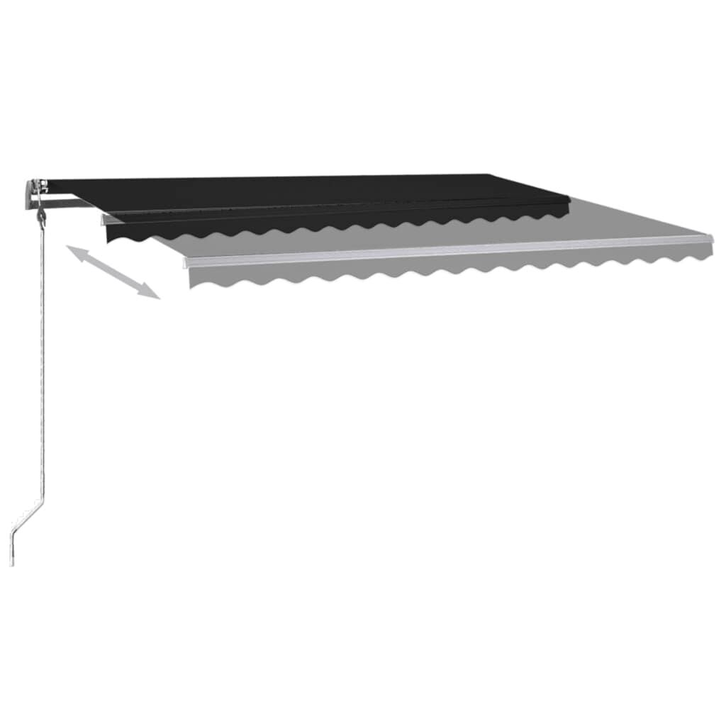 vidaXL Τέντα Συρόμενη Χειροκίνητη με LED Ανθρακί 400 x 300 εκ.