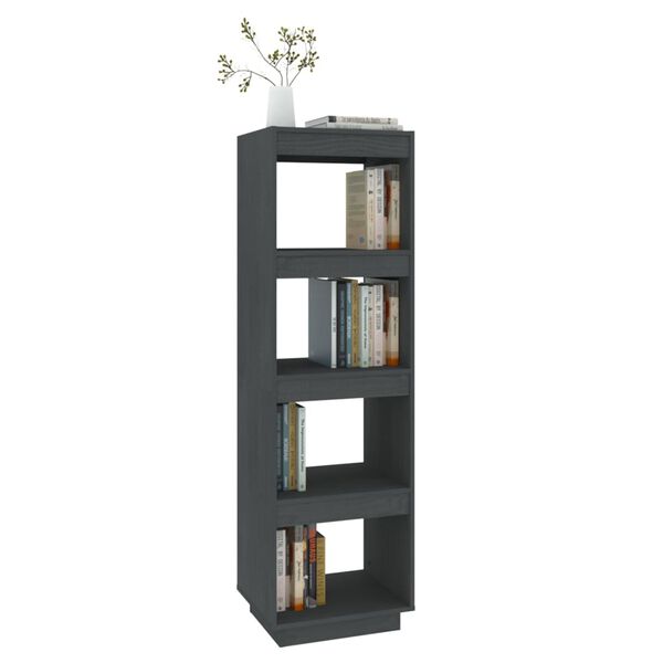 vidaXL Βιβλιοθήκη/Διαχωριστικό Χώρου Γκρι 40x35x135 εκ. Μασίφ Πεύκο
