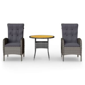 vidaXL Σετ Επίπλων Bistro Κήπου 3 τεμ. Γκρι από Συνθετικό Ρατάν