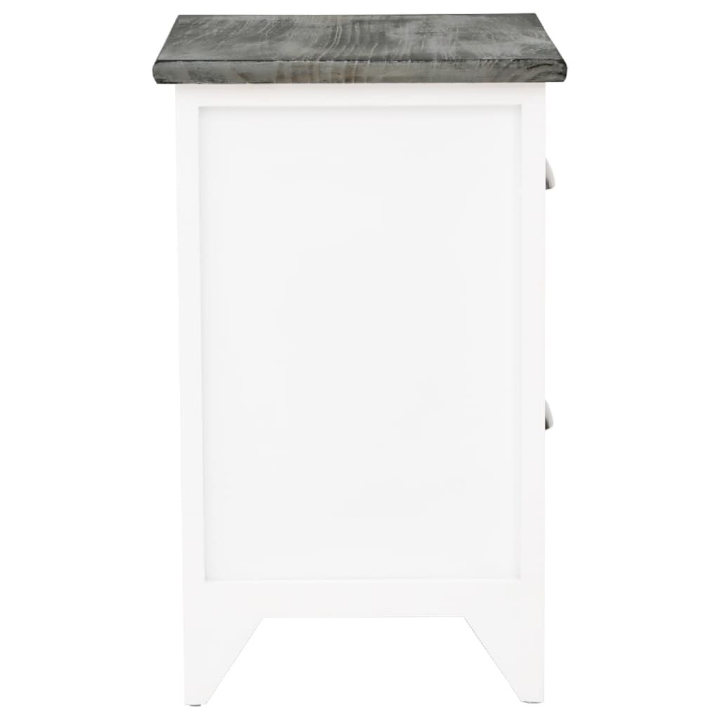 vidaXL Κομοδίνο Γκρι και Λευκό 38 x 28 x 45 εκ. από Ξύλο Παυλώνιας