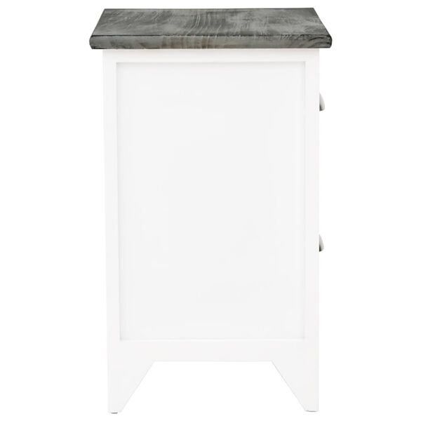 vidaXL Κομοδίνο Γκρι και Λευκό 38 x 28 x 45 εκ. από Ξύλο Παυλώνιας