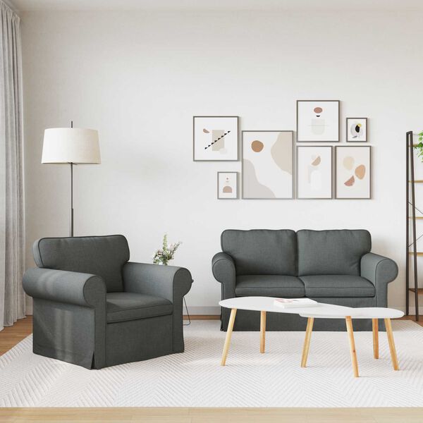 vidaXL &Sigma;&epsilon;&tau; &Kappa;&alpha;&nu;&alpha;&pi;έ 2 pcs &Sigma;&kappa;&omicron;ύ&rho;&omicron; &Gamma;&kappa;&rho;&iota; 155 x 82 x 80 &epsilon;&kappa; ύ&phi;&alpha;&sigma;&mu;&alpha;