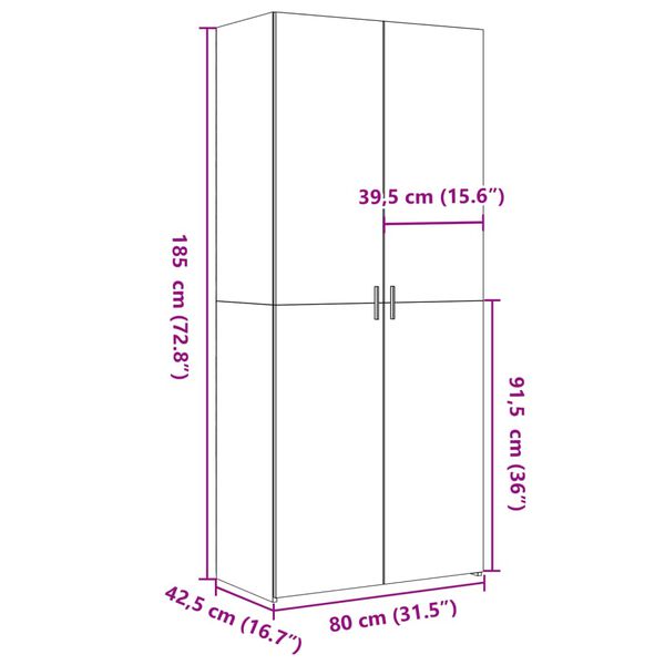 vidaXL Ντουλάπα Καπνιστή Δρυς 80x42,5x185 εκ. από Επεξεργασμένο Ξύλο