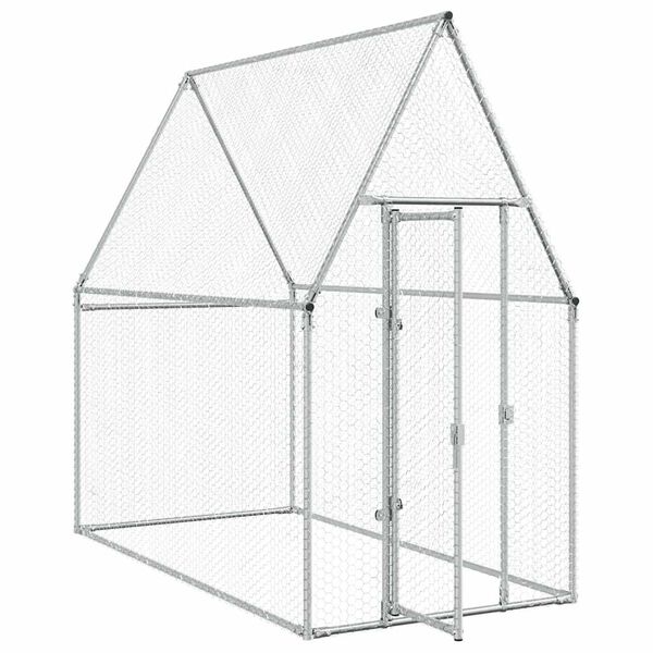 vidaXL Κοτέτσι - Κλουβί Ασημί 200x100x190 εκ. από Γαλβανισμένο Χάλυβα