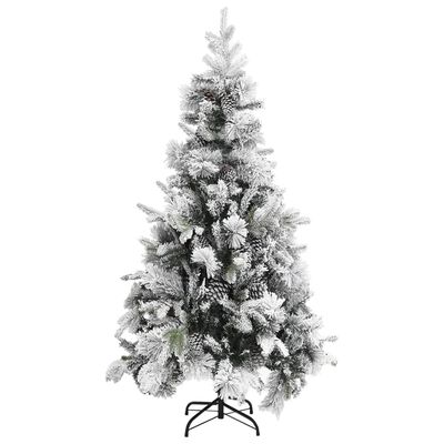 vidaXL Χριστουγεννιάτικο Δέντρο 225 εκ. με Χιόνι & Κουκουνάρια PVC&PE
