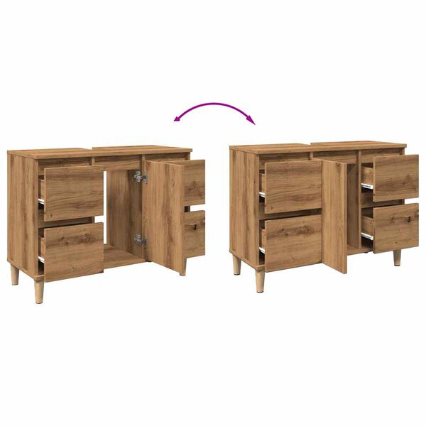 vidaXL Ντουλάπι Νιπτήρα τεχνίτης Δρυς 80 x 33 x 60 εκ.