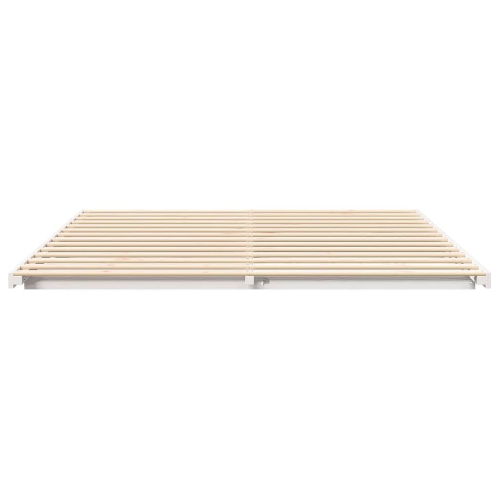 vidaXL Κρεβάτι δαπέδου Λευκό 200 x 220 cm Μασίφ ξύλο πεύκου