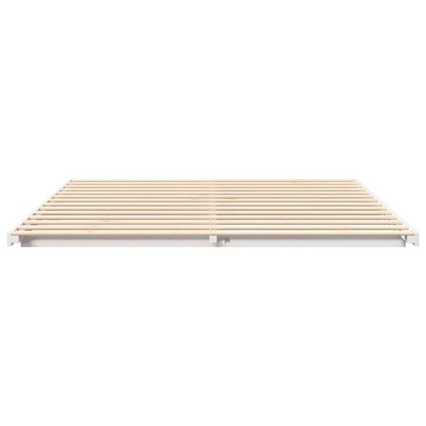 vidaXL Κρεβάτι δαπέδου Λευκό 200 x 220 cm Μασίφ ξύλο πεύκου