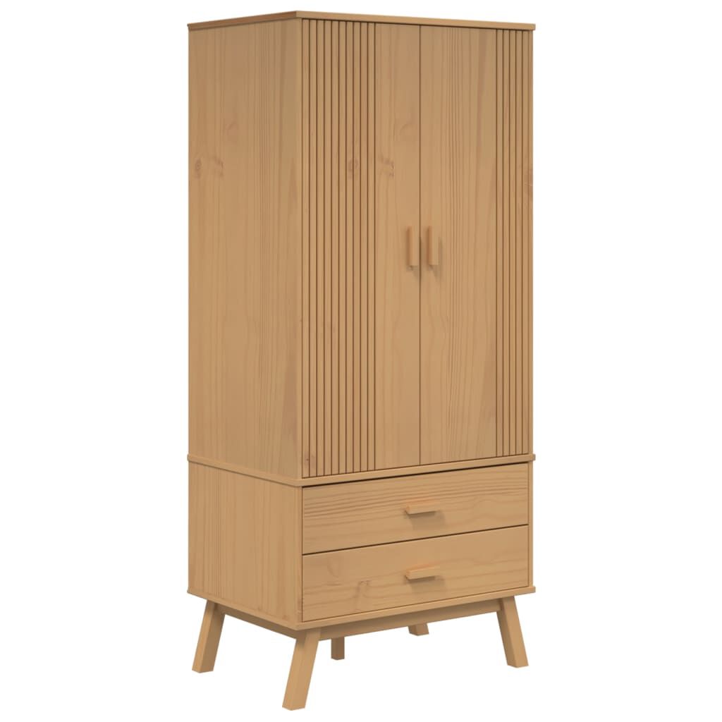 vidaXL Ντουλάπα OLDEN Καφέ 76,5 x 53 x 172 εκ. από Μασίφ Ξύλο Πεύκου