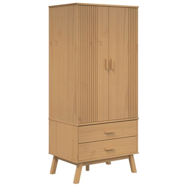 vidaXL Ντουλάπα OLDEN Καφέ 76,5 x 53 x 172 εκ. από Μασίφ Ξύλο Πεύκου