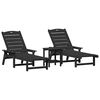 vidaXL Έπιπλα Χαλάρωσης Κήπου 3 pcs Μαύρο 38 x 38 x 46cm Πολυαιθυλένιο