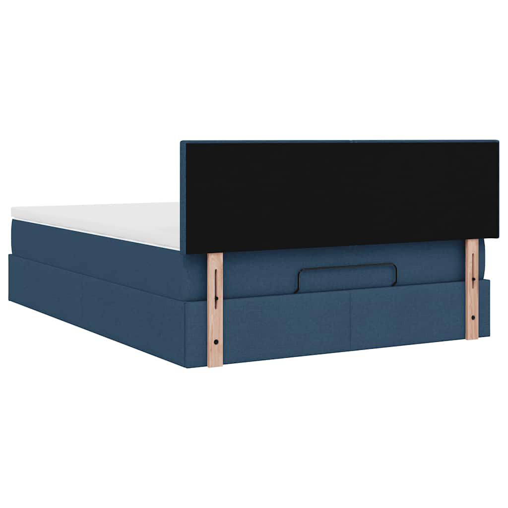 vidaXL Οθωμανικό κρεβάτι με στρώμα μπλε 140x200cm ύφασμα