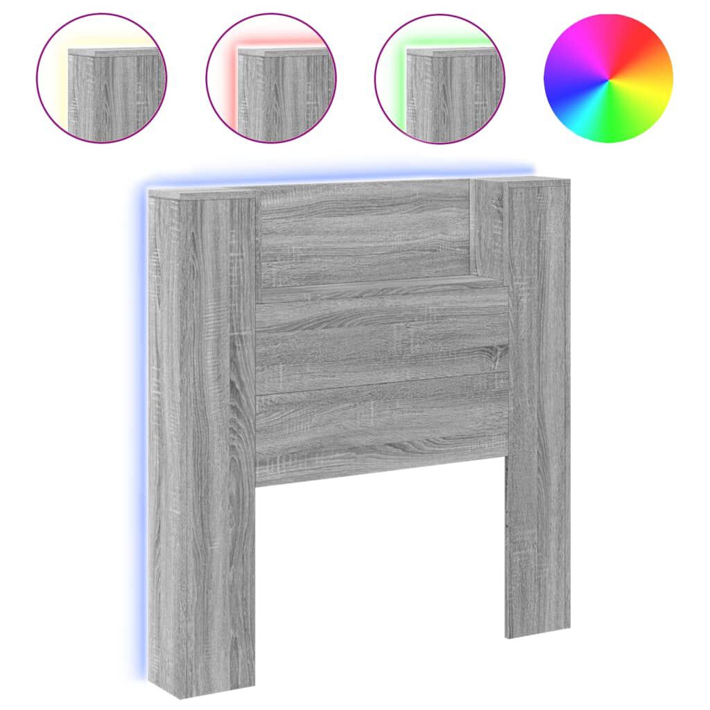vidaXL Κεφαλάρι με Αποθηκ. Χώρο & LED Γκρι Sonoma 100x16,5x103,5 εκ.