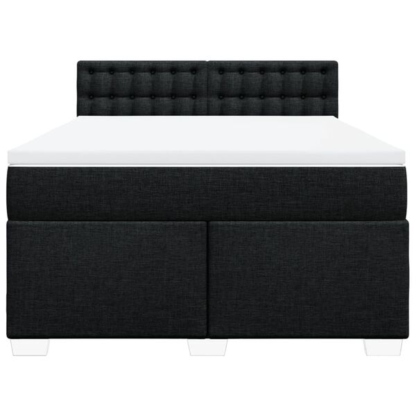 vidaXL Κρεβάτι Boxspring με Στρώμα Μαύρο 140x190 εκ. Υφασμάτινο