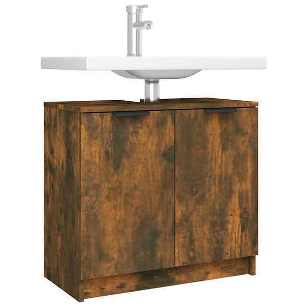 vidaXL Ντουλάπι Μπάνιου Καπνιστή Δρυς 64,5x33,5x59 εκ. Επεξ. Ξύλο