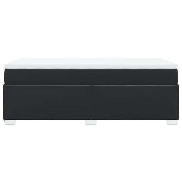 vidaXL Κρεβάτι Boxspring με Στρώμα Μαύρο 90x200εκ. από Συνθετικό Δέρμα