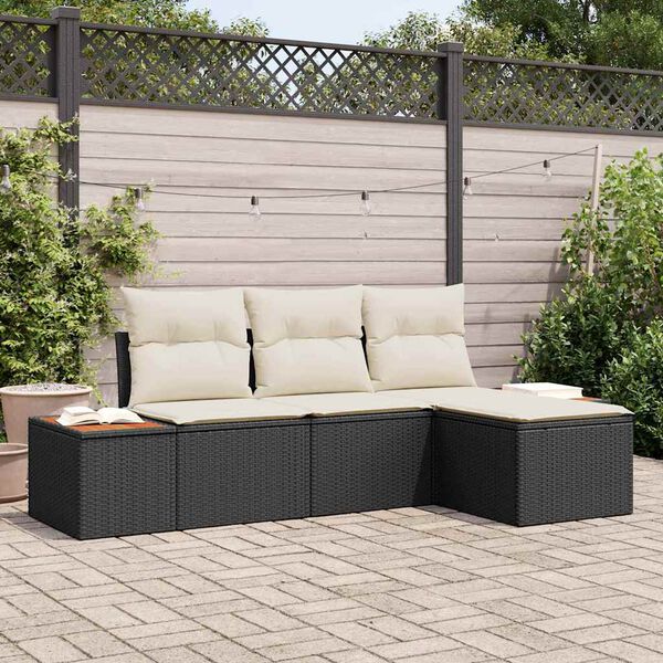 vidaXL με μαξιλάρι Ρυθμιζόμενος 4 pcs Μαύρο