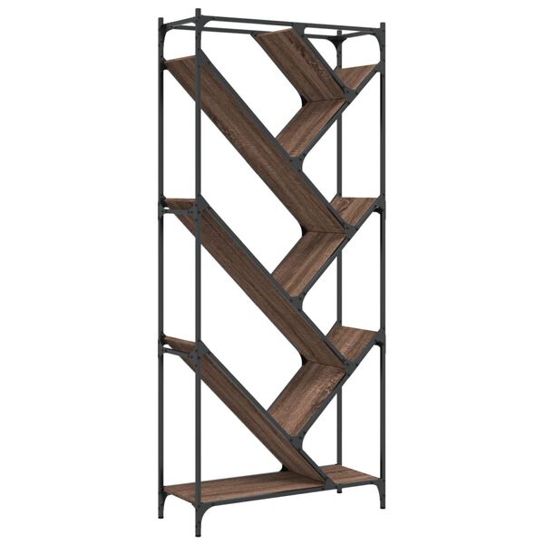 vidaXL Βιβλιοθήκη Καφέ Δρυς 79x30x180 εκ. Επεξεργ. Ξύλο & Μέταλλο