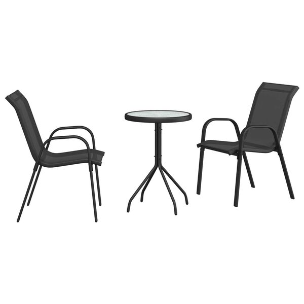 vidaXL Σετ Μπιστρό Κήπου 3 pcs Μαύρο Ατσάλι