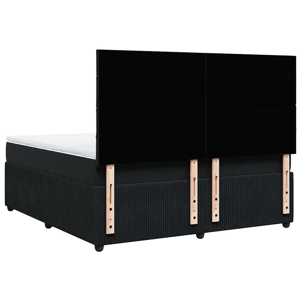 vidaXL Κρεβάτι Boxspring με Στρώμα Μαύρο 180x200 εκ. Βελούδινο