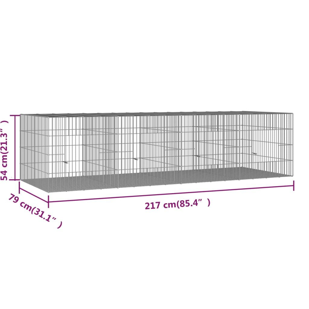 vidaXL Κλουβί Κουνελιών 4 Πάνελ 217x79x54 εκ. από Γαλβανισμένο Σίδερο