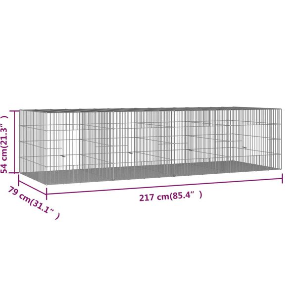 vidaXL Κλουβί Κουνελιών 4 Πάνελ 217x79x54 εκ. από Γαλβανισμένο Σίδερο