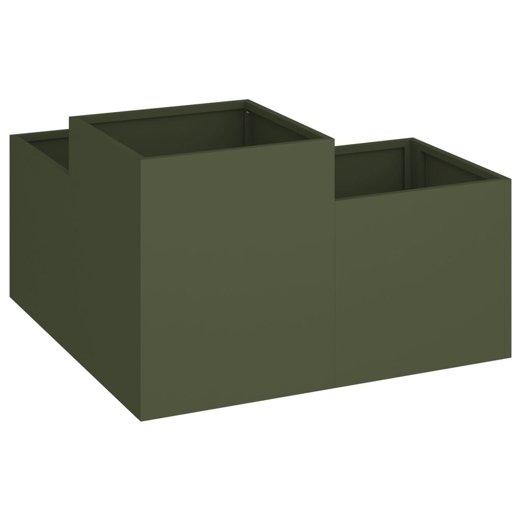 vidaXL Κηπουρική Γλάστρα 100x100x48 εκ Ελιά Ατσάλι
