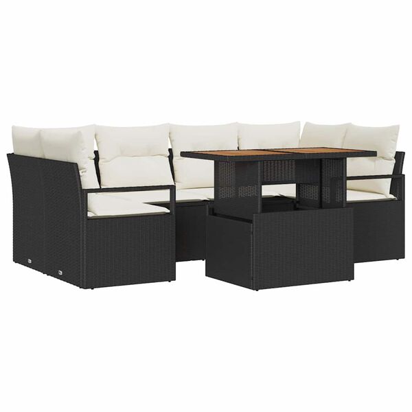 vidaXL Σετ Καναπέ Κήπου με αποθήκευση 7 pcs Μαύρο Πολυ ράταν