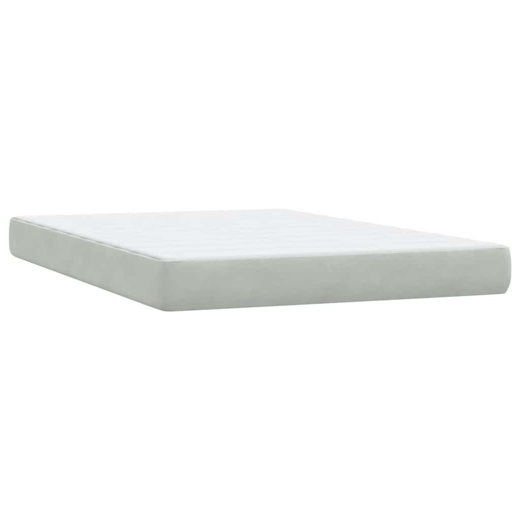 vidaXL Κρεβάτι Boxspring με Στρώμα Ανοιχτό Γκρι 140x210 εκ. Βελούδινο