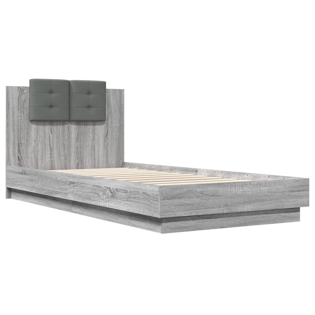vidaXL Πλαίσιο Κρεβατιού με Κεφαλάρι Γκρι Sonoma 100x200εκ. Επεξ. Ξύλο