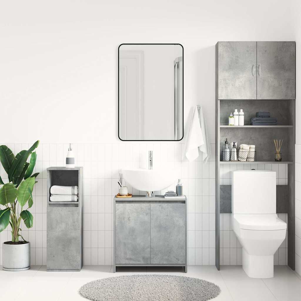 vidaXL Ντουλάπι Νιπτήρα Γκρι του Σκυροδέματος 60x33x61 εκ. Επεξ. Ξύλο