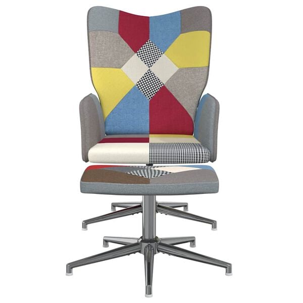 vidaXL Πολυθρόνα Relax Σχέδιο Patchwork Υφασμάτινη με Σκαμπό