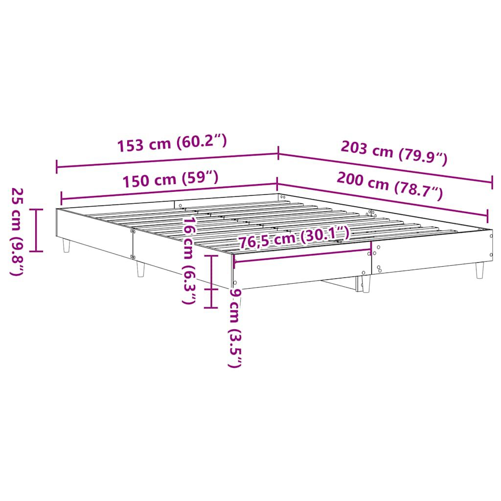 vidaXL Πλαίσιο κρεβατιού χωρίς στρώμα 150x200 εκ. Επεξεργασμένο Ξύλο