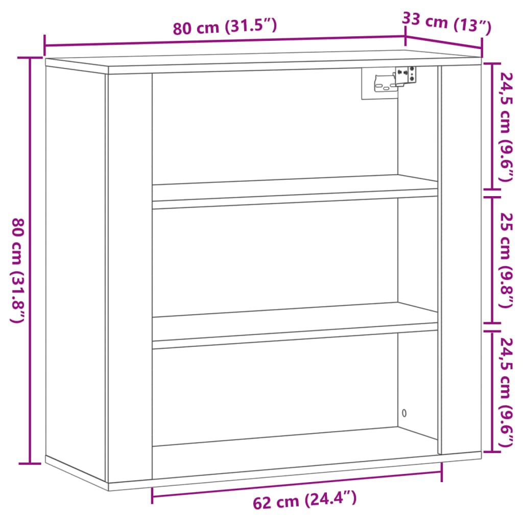 vidaXL Ντουλάπι Τοίχου Όψη Παλαιού Ξύλου 80x33x80εκ Επεξεργασμένο Ξύλο