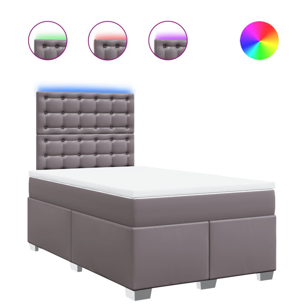 vidaXL Κρεβάτι Boxspring με Στρώμα Γκρι 120x190εκ. από Συνθετικό Δέρμα