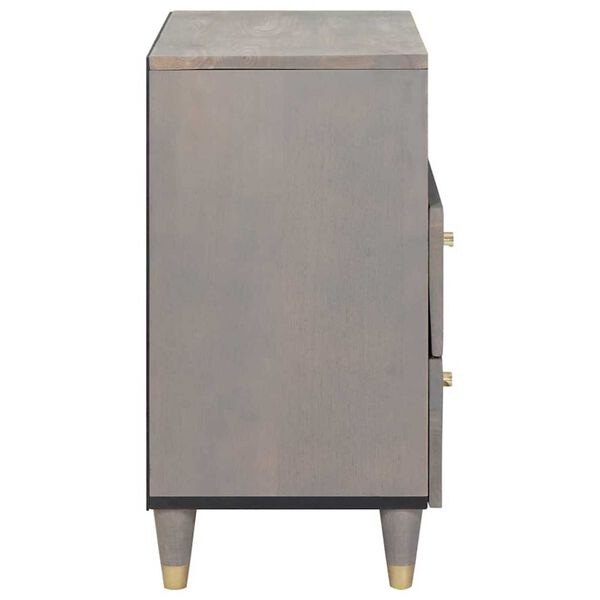 vidaXL Κομοδίνο με συρτάρι Γκρι 50 x 33 x 62 εκ. Μασίφ ξύλο μάνγκο