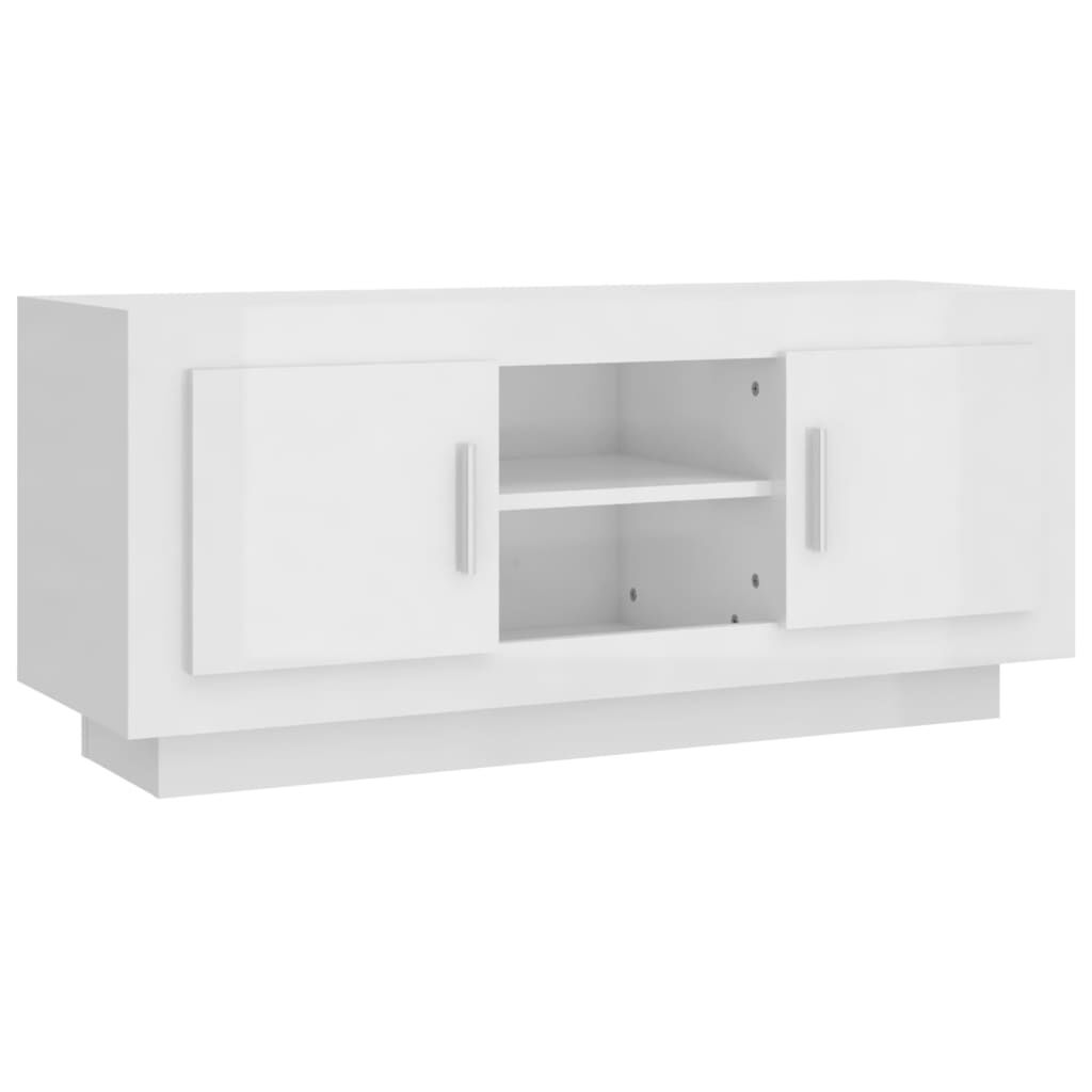 vidaXL Έπιπλο Τηλεόρασης Γυαλ. Λευκό 102x35x45 εκ. Επεξεργασμένο Ξύλο
