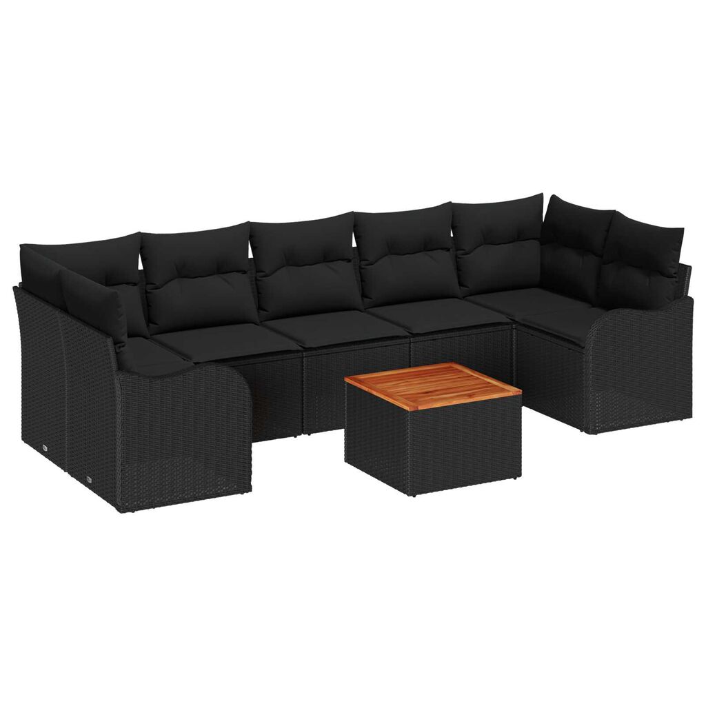 vidaXL Σετ Καναπέ Κήπου 8 pcs Μαύρο Πολυ ράταν