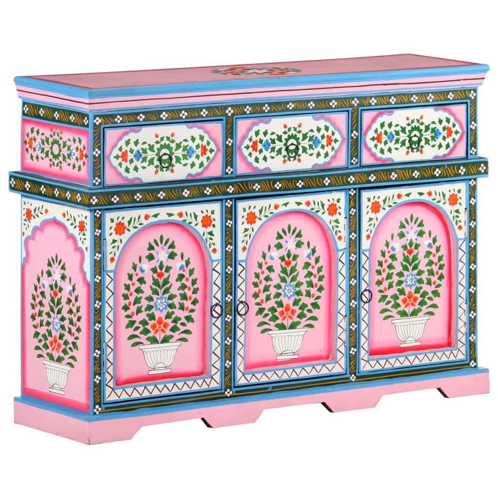 vidaXL Ντουλάπι με Χειροπ. Λεπτομέρειες 110x30x76 εκ Μασίφ Ξύλο Μάνγκο