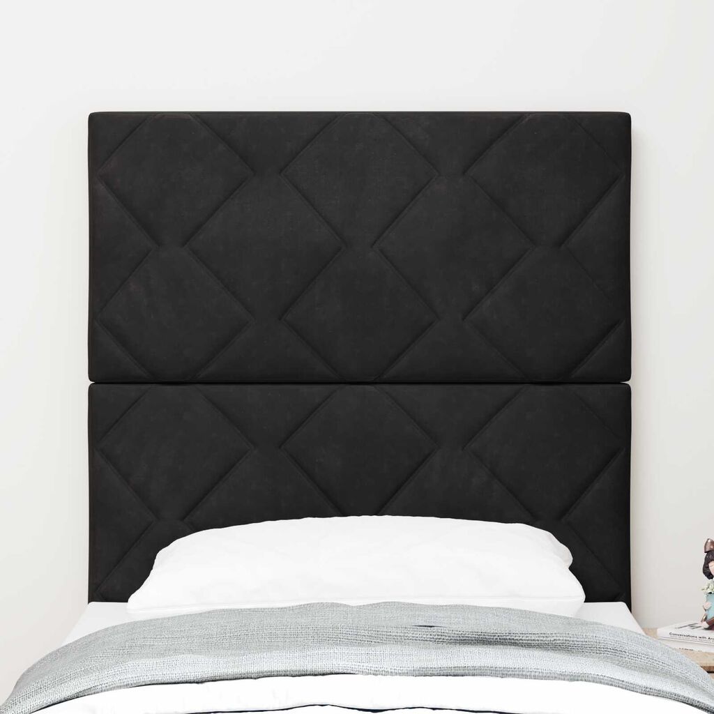 vidaXL LED Κεφαλάρι με φώτα λωρίδας LED Geometric Μαύρο 80 cm Βελούδο