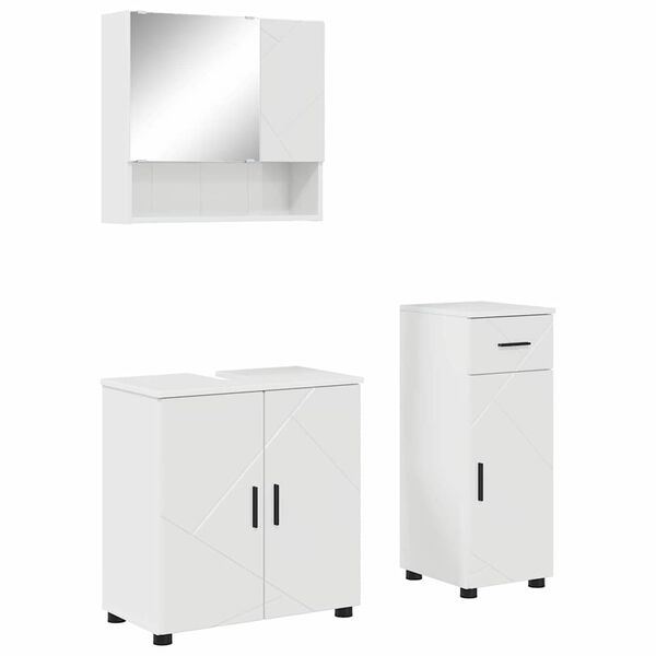 vidaXL Σετ Επίπλων Μπάνιου 3 pcs Γυαλιστερό λευκό 61 x 35 x 64 εκ.