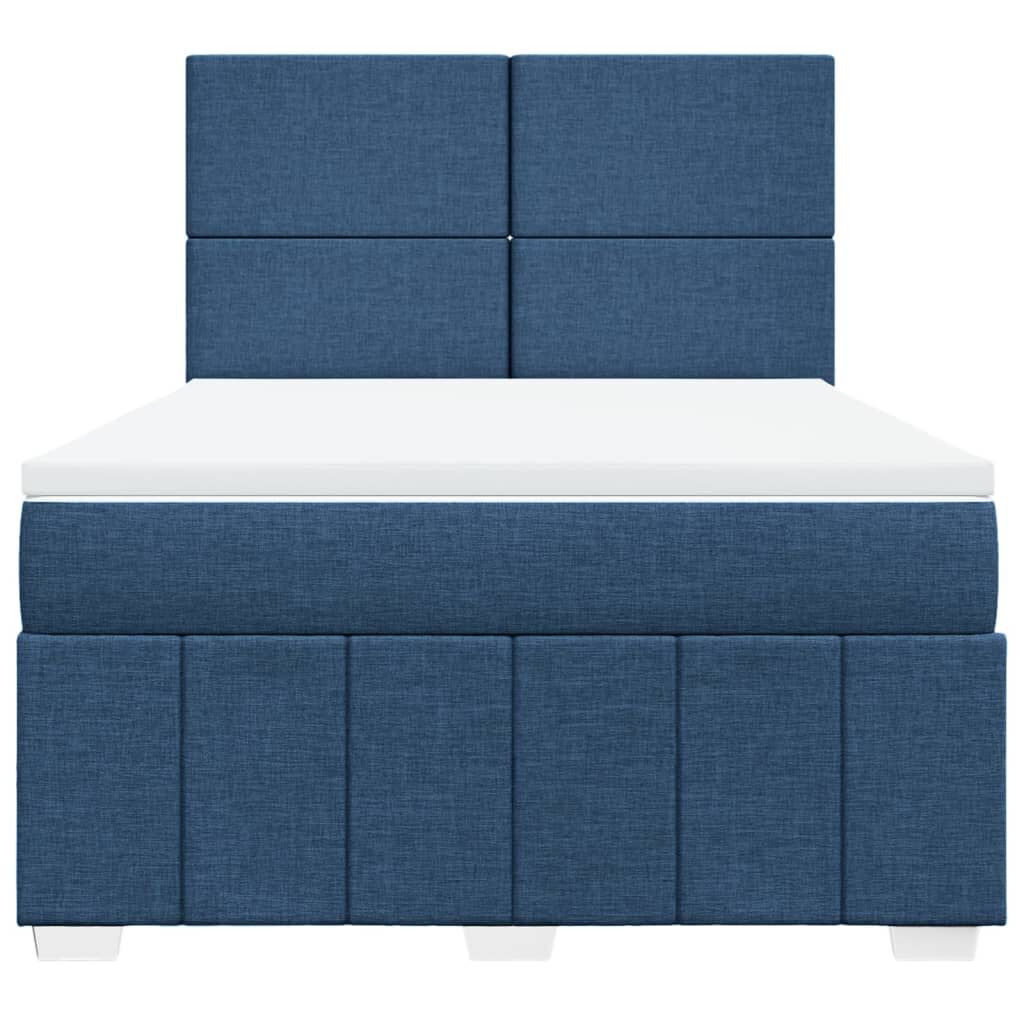 vidaXL Κρεβάτι Boxspring με Στρώμα Μπλε 140x200 εκ. Υφασμάτινο