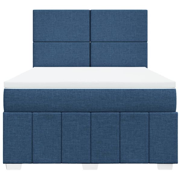 vidaXL Κρεβάτι Boxspring με Στρώμα Μπλε 140x200 εκ. Υφασμάτινο