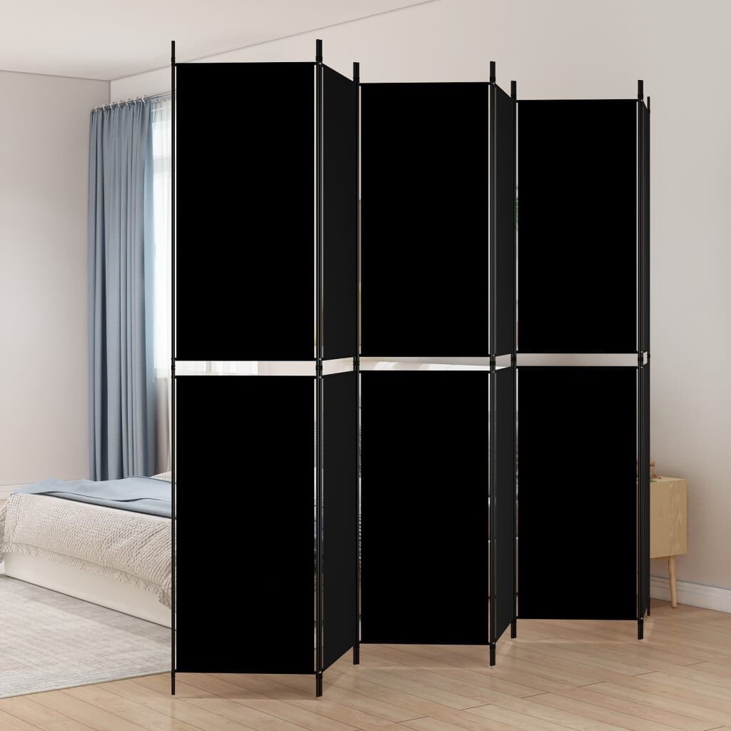 vidaXL Διαχωριστικό Δωματίου με 6 Πάνελ Μαύρο 300x220 εκ. από Ύφασμα