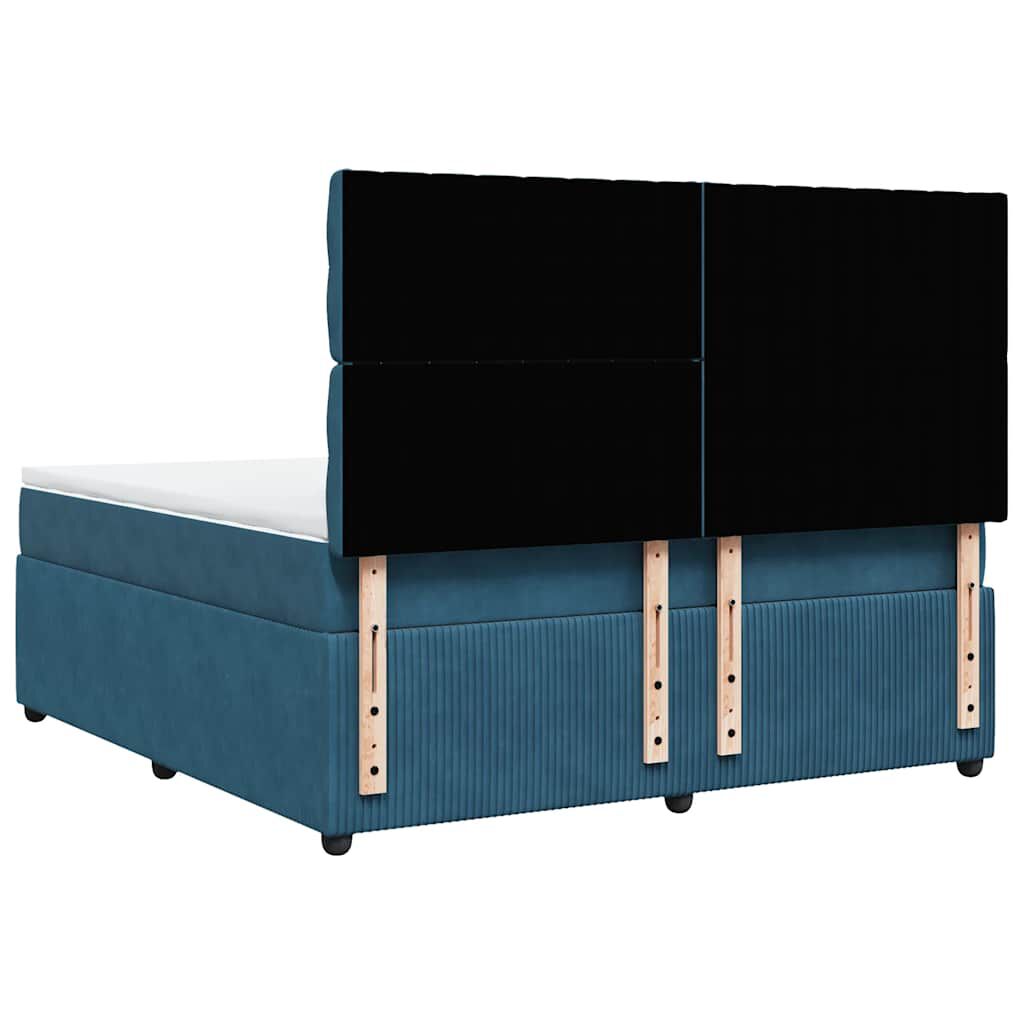 vidaXL Κρεβάτι Boxspring με Στρώμα Μπλε 180x200 εκ. Βελούδινο