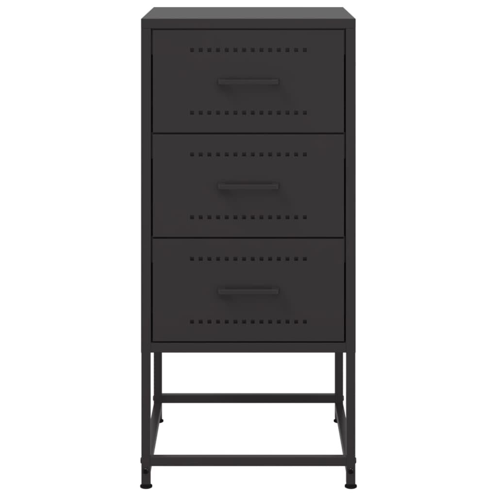 vidaXL Κομοδίνα 2 τεμ. Μαύρα 36x39x78 εκ. Χάλυβα