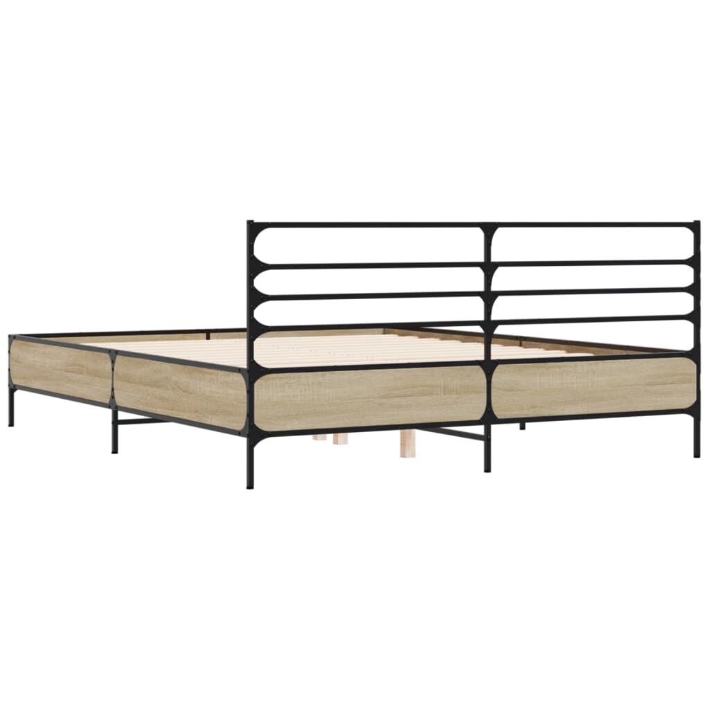 vidaXL Πλαίσιο Κρεβατιού Sonoma Δρυς 150x200 εκ. Επεξ. Ξύλο & Μέταλλο