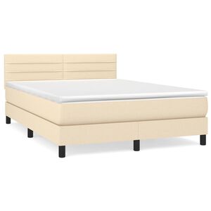 vidaXL &Kappa;&rho;&epsilon;&beta;ά&tau;&iota; Boxspring &mu;&epsilon; &Sigma;&tau;&rho;ώ&mu;&alpha; &Kappa;&rho;&epsilon;&mu; 140x200 &epsilon;&kappa;. &Upsilon;&phi;&alpha;&sigma;&mu;ά&tau;&iota;&nu;&omicron;