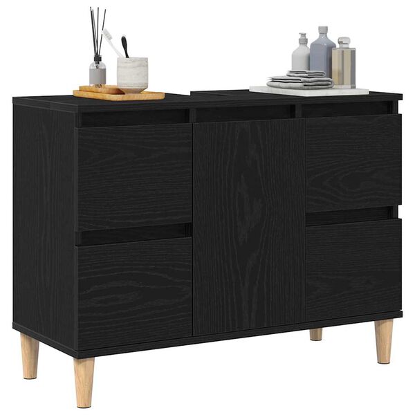 vidaXL Ντουλάπι νιπτήρα Μαύρη δρυς 80 x 33 x 60 εκ Επεξεργασμένο ξύλο