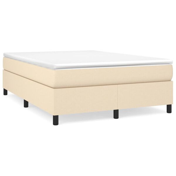 vidaXL Κρεβάτι Boxspring με Στρώμα Κρεμ 140x200 εκ. Υφασμάτινο